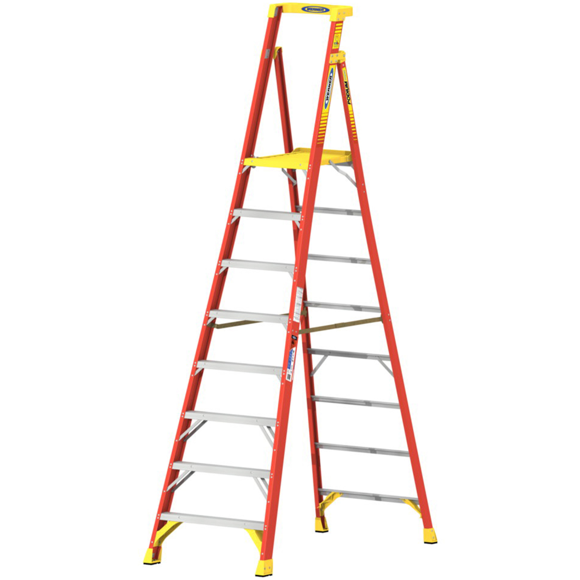 Werner GRP Fibreglass Podium Platform Stepladder - laddersandmore.co.uk